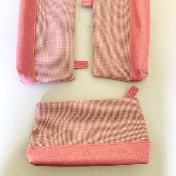 3 new Estee Lauder cosmetic mKe-up travel bags lovely pink fabric & faux leather - Picture 1 of 7